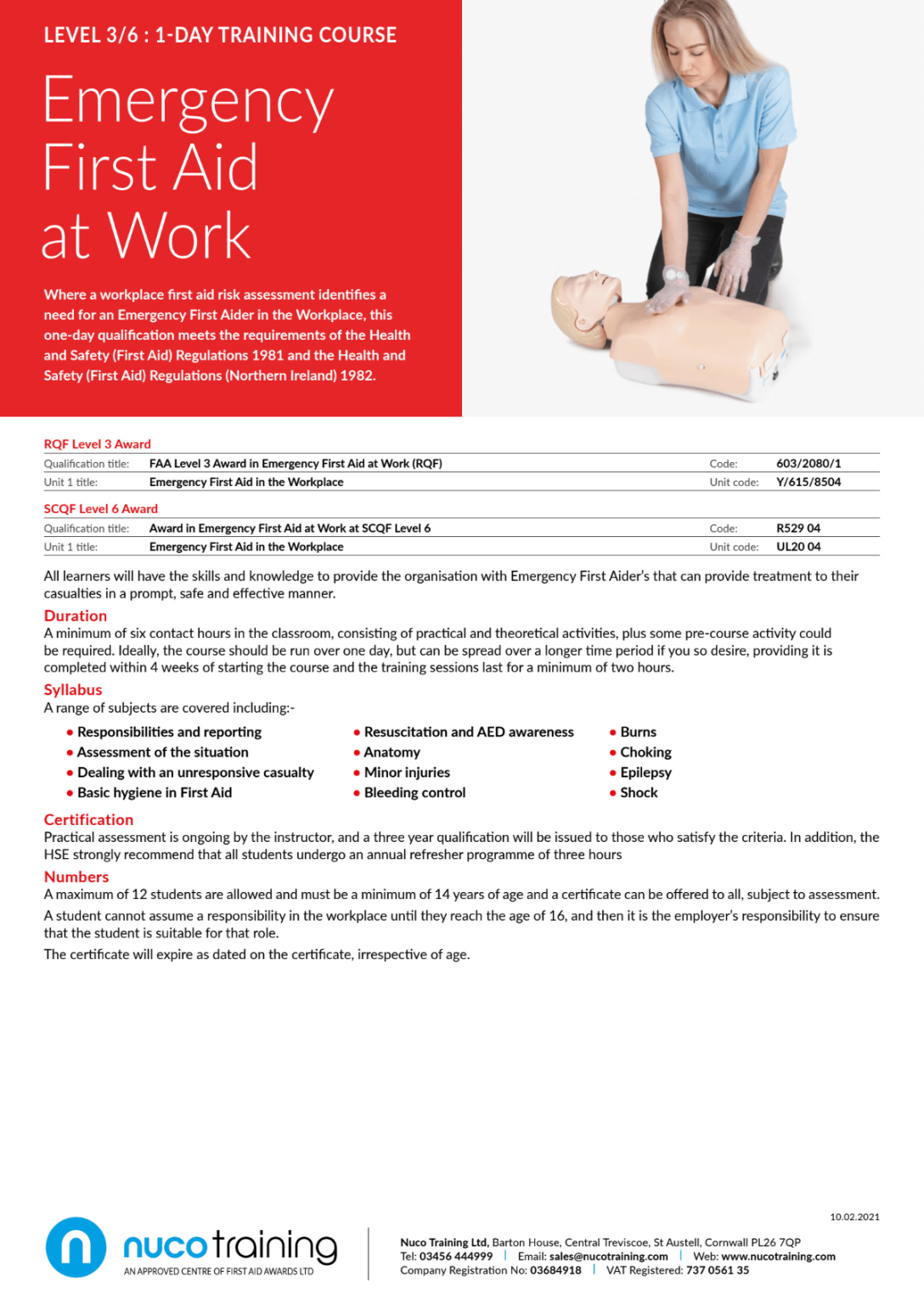 LEVEL 3/6 : 1-DAY TRAINING COURSE Emergency First Aid At Work | Bridge ...